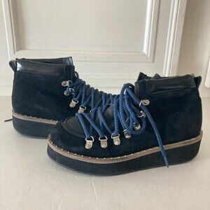 Free People Durango Black Suede Hiker Lace Up Boots Sz 38